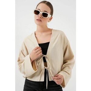 Cardigan dama - din amestec de viscoza - maneca lunga - crem - imagine