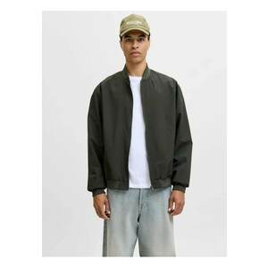 Jacheta bomber - barbati - cu buzunare oblice fara fermoar - Verde inchis imagine