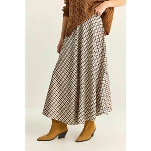 Fusta maxi - talie inalta - model in carouri - bej imagine