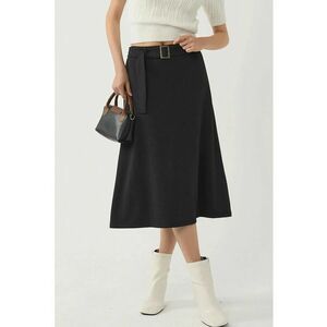 Fusta Midi talie inalta - detaliu arcuit - neagra imagine