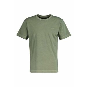 Tricou din bumbac cu decolteu la baza gatului si broderie logo discreta - Verde imagine