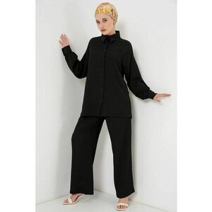 Compleu dama guler elegant - croi larg - poliester/elastan - negru - imagine