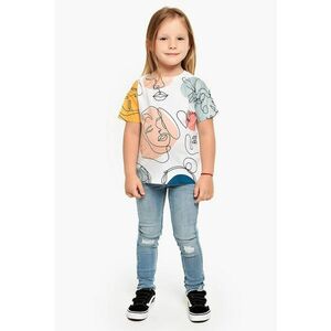 Tricou de bumbac cu imprimeu - Alb/Negru/Galben imagine