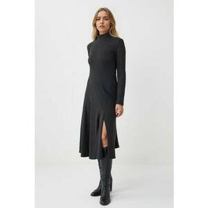 Rochie evazata cu slit frontal - Gri antracit imagine