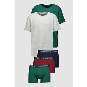Set de boxeri si tricouri - 5 piese - Verde/Gri melange/Bleumarin imagine