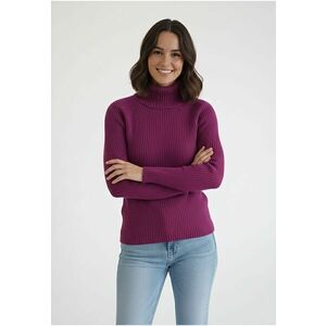 Pulover dama - mulat - guler inalt - fuchsia - tricot reiat imagine