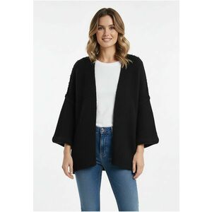 Cardigan dama - negru - tricot moale - lejer - lungime pana la solduri imagine