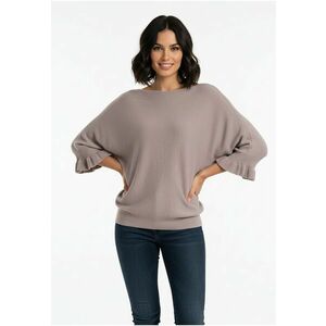 Pulover dama tip liliac - maneci 3/4 cu volane - maro - tricot sintetic imagine