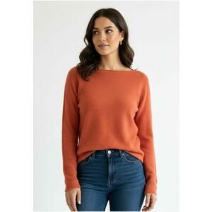 Pulover dama - portocaliu - tricot moale - croiala simpla - maneci lungi imagine