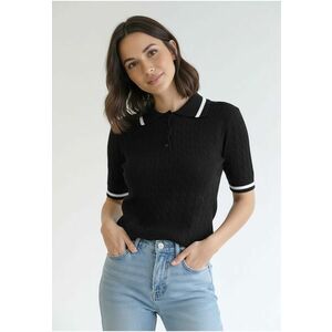 Pulover dama - M1268 - negru - cu guler imagine
