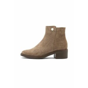 Botine de piele intoarsa cu toc masiv Bianka - Maro camel imagine
