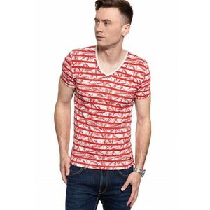 Tricou barbatesti AARON C FLORAL AOP - rosu - 100% bumbac - Marime imagine