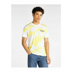 Tricou barbatesc TIE DYE TEE - bumbac - alb - cu logo galben - Marime imagine