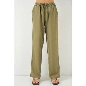 Pantaloni dama - largi - elastici - verde - viscoza-in - imagine
