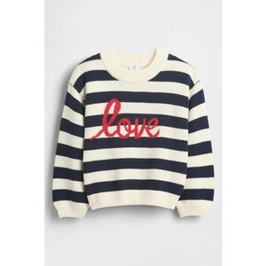 Pulover din bumbac cu model si maneci cazute - Rosu/Alb fildes/Albastru ultramarin imagine