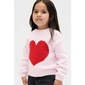 Pulover din bumbac cu model si maneci cazute - Rosu/Roz pastel imagine