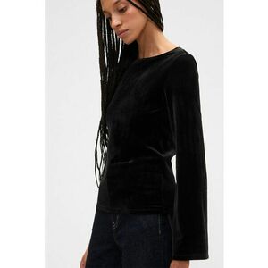 Bluza din velur si maneci clopot - Negru imagine