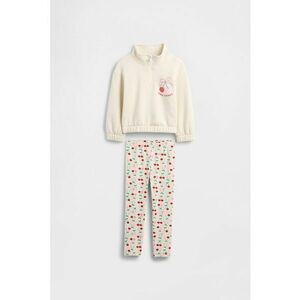 Set de colanti si bluza de trening cu fermoar scurt si model - Rosu/Verde/Alb fildes imagine