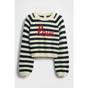 Pulover de bumbac cu model - Rosu/Alb fildes/Albastru ultramarin imagine
