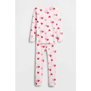 Pijama de bumbac organic cu inimi - Rosu vermillion/Roz pal imagine
