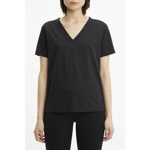 Tricou din bumbac cu decolteu in V - Negru imagine