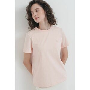 Tricou din bumbac cu logo brodat - Roz deschis imagine