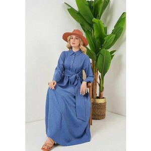 Rochie Midi HiCCUP - maneca lunga - detaliu la talie - Oxford Blue - textil imagine