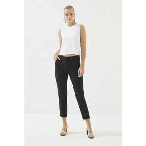 Pantaloni crop cu talie inalta - Negru imagine
