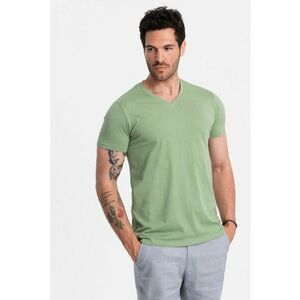 Tricou cu decolteu in V - Verde sparanghel imagine