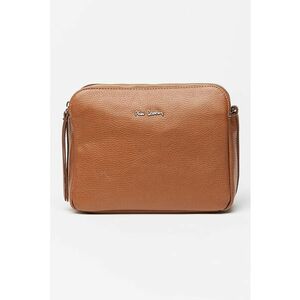 Geanta crossbody de piele cu doua compartimente - Maro inchis imagine