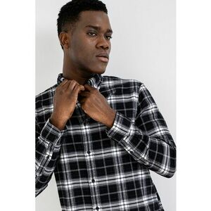 Camasa regular-fit cu guler Oxford si model in carouri - Alb/Negru imagine