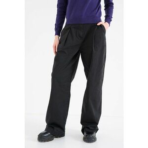 Pantaloni din amestec de lyocell cu croiala ampla si pliuri pe partea din fata - Negru imagine