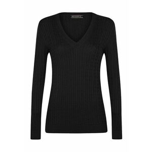 Pulover cu model torsade si decolteu in V imagine