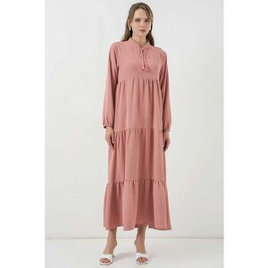 Rochie Maxi din Viscoza - Roz cu Funda - Roz pudrat imagine