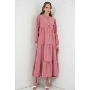 Rochie Maxi din Viscoza - Roz cu Funda - Roz imagine