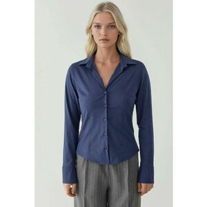 Camasa dama - eleganta - maneca lunga - bleumarin - textil - Albastru marin imagine