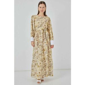 Rochie maxi cu nasturi galben - Galben lamaie imagine