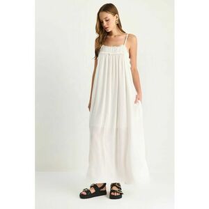 Rochie guler patrat - brodat - galben - textil imagine