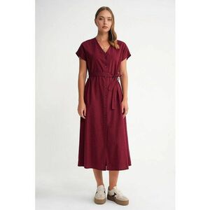 Rochie camasa cu curea - textil - Visiniu imagine
