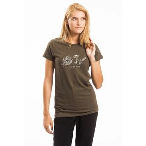 Tricou din amestec de bumbac Adele - Alb/Kaki imagine