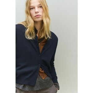 Cardigan cu bumbac si modal - Bleumarin imagine
