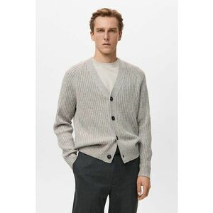 Cardigan striat din amestec de lana cu maneci raglan - Maro taupe deschis imagine