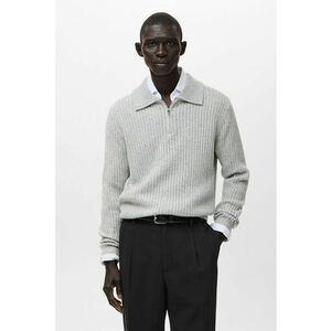 Pulover tricotat polo - Gri deschis imagine