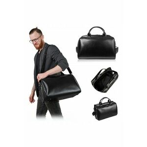 Geanta de voiaj - Brødrene - R40 - Negru - Piele naturala de inalta calitate - Eleganta - Practica - Manere confortabile - Curea de umar reglabila - Spatioasa - Functionala - Productie poloneza - Manere solide - Fermoar metalic dublu - Design universal - imagine