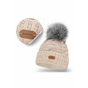 Caciula de iarna - universala - 55-58 cm - captuseala din fleece - pompom din blana - model impletit - roz - material: 15% poliamida - 85% acril - rezistenta la inghet - certificat Oeko-Tex® Standard 100 - produs imagine