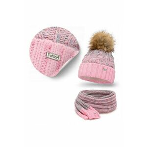 Set de iarna - caciula roz cu pompom si esarfa lunga - dimensiuni caciula 23x23cm - dimensiuni esarfa 40x180cm imagine