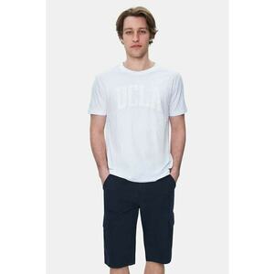 Tricou regular fit - decolteu la baza gatului - imprimeu cu logo - Alb - CULVER imagine