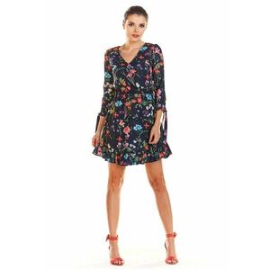 Rochie dama Poliester - M195 - Flori bleumarin - Bleumarin imagine