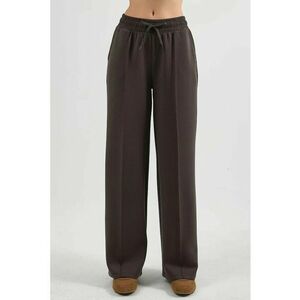 Pantaloni dama talie elastica - maro - textil imagine