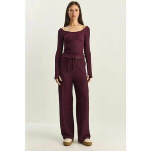 Pantaloni dama - talie inalta - picior mov - textil imagine